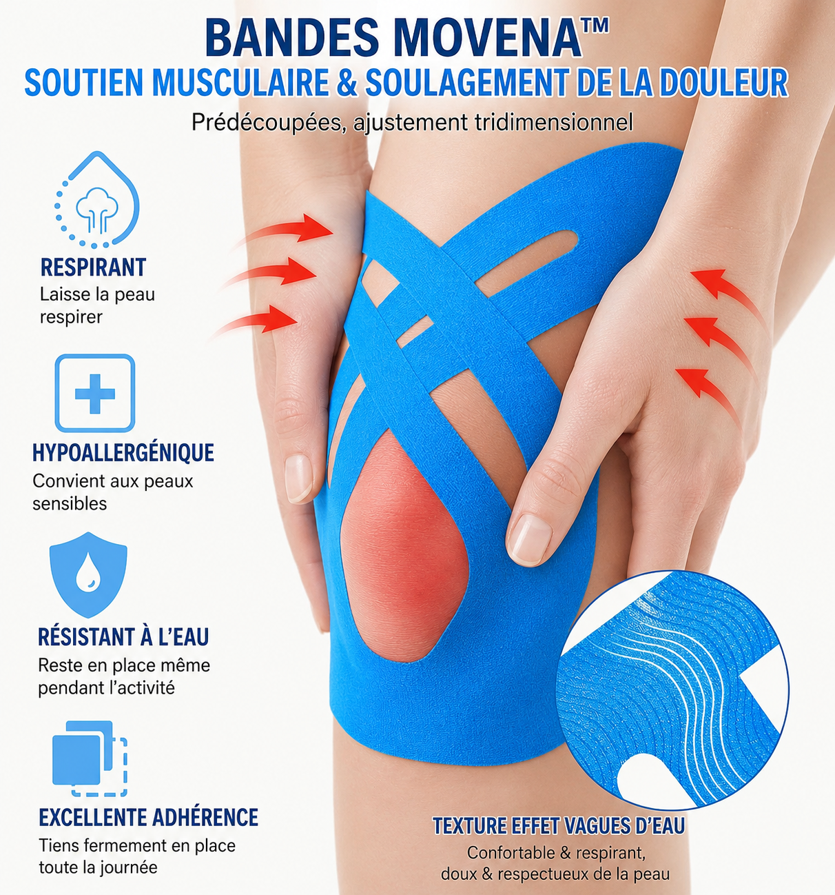 Movena™ –  Bandes Kinésiologie Genou