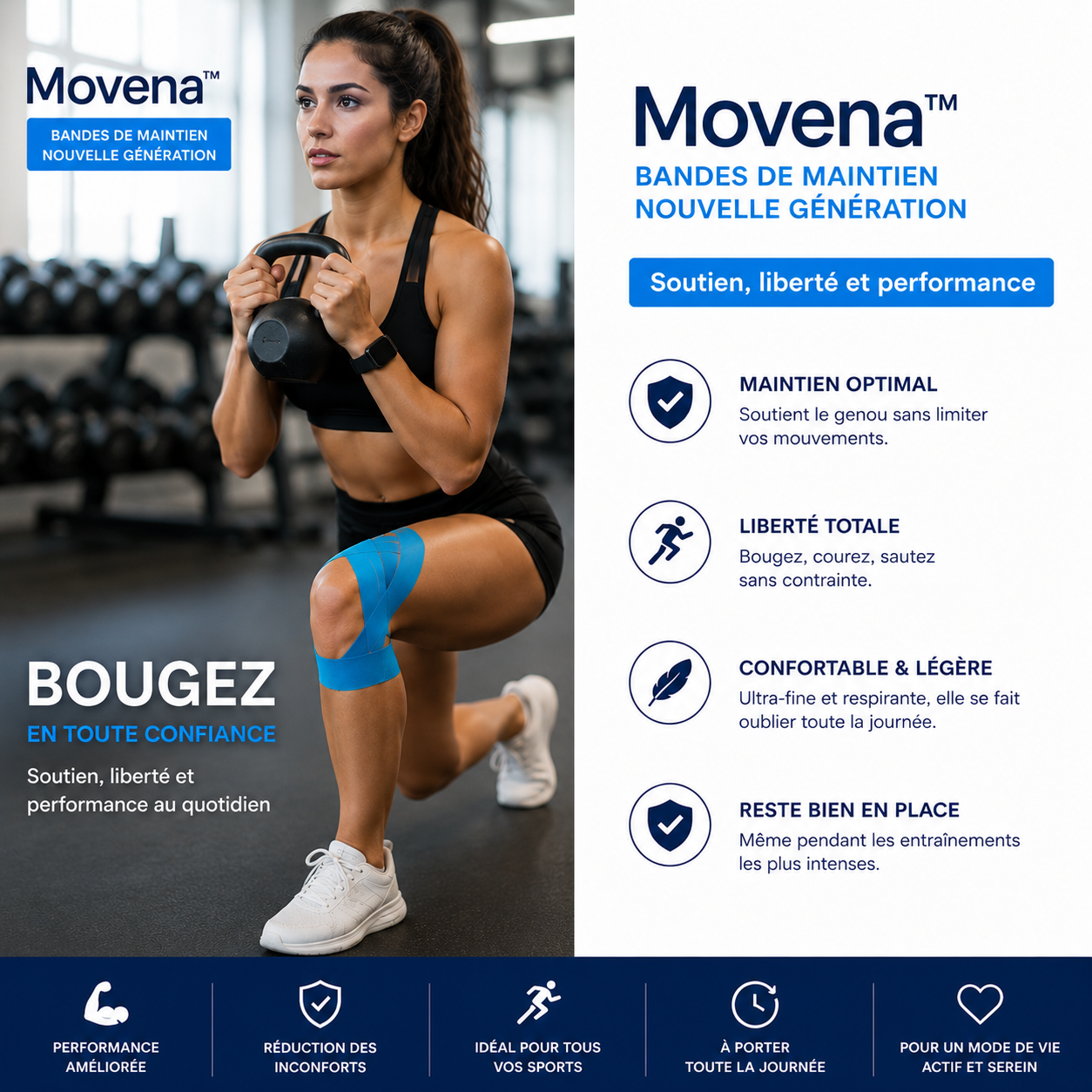 Movena™ –  Bandes Kinésiologie Genou